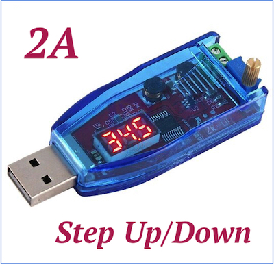 DC-DC автомат 2A in=5V USB-вход; 1.2-24V выход верх/низ с дисплеем